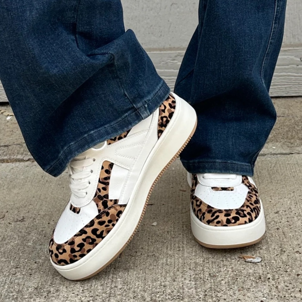 MIA Women's Dice Sneakers in Leopard and White